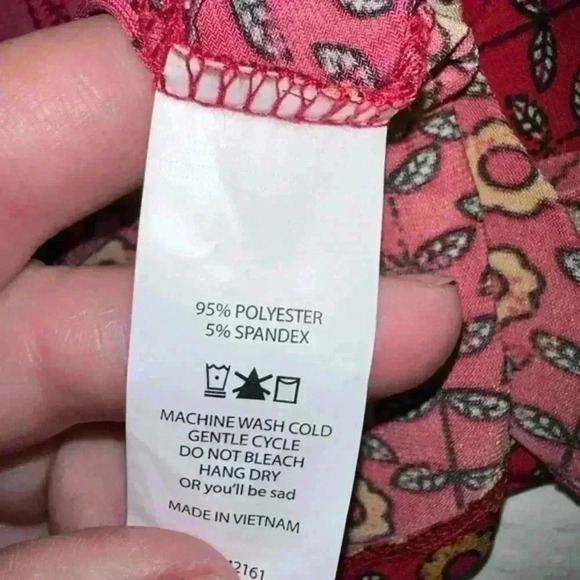 Lularoe Size large Red floral azure A-line skirt with yoga waist band. NWT-silky - Picture 8 of 9